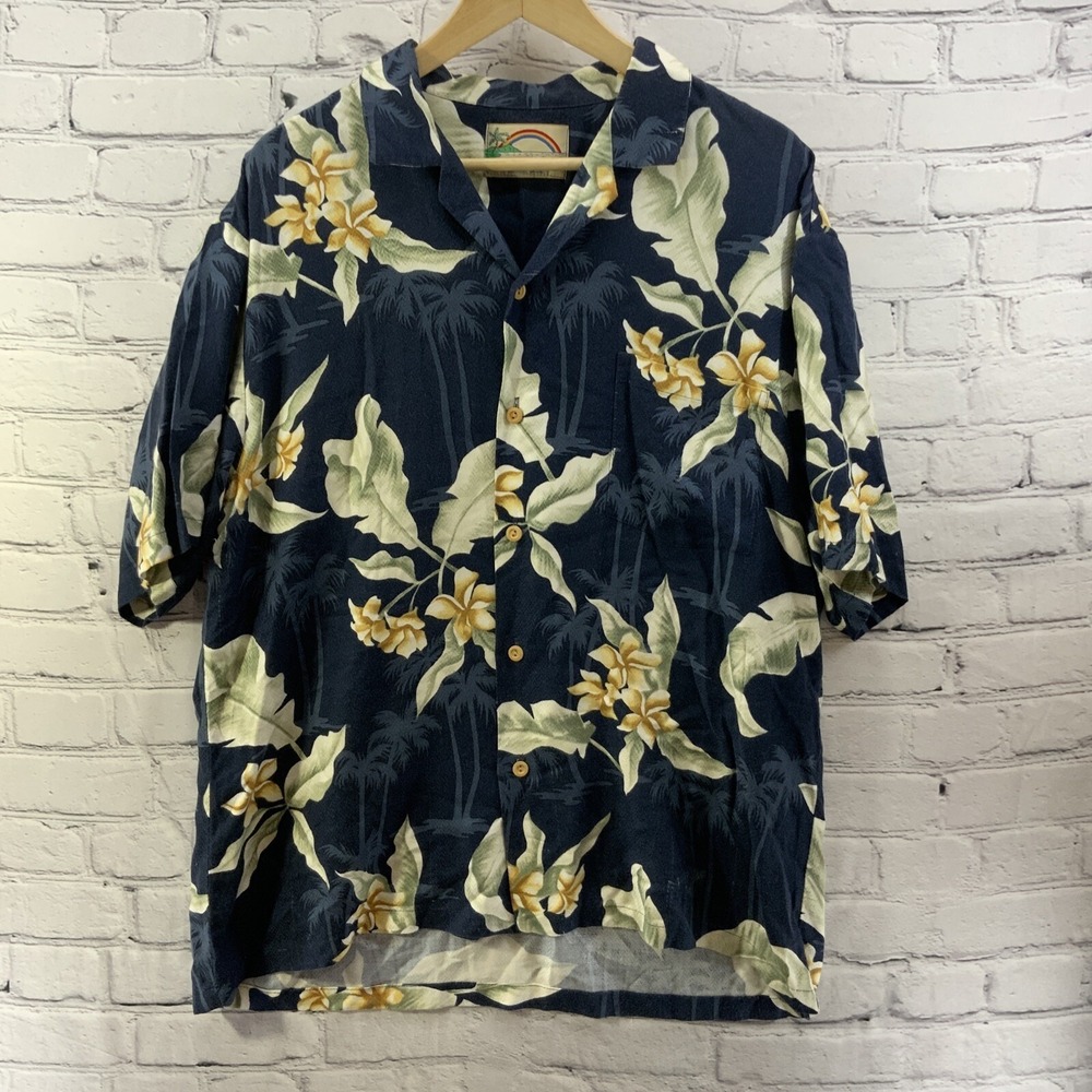 Paradise Found Hawaiian Shirt Mens Button Down‎ Casual Short Sleeve